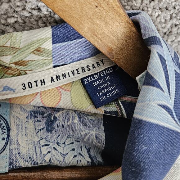 Tommy Bahama Hawaiian Shirt Mens 2XLB Blue Silk 30th Anniversary Passport - Picture 6 of 11